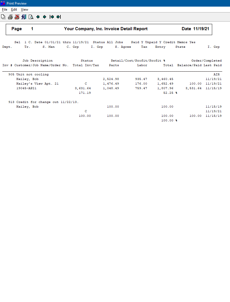Invoice Detail Report